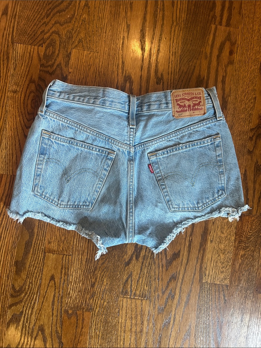 Levi's Light Blue Distressed Denim Cutoff Shorts